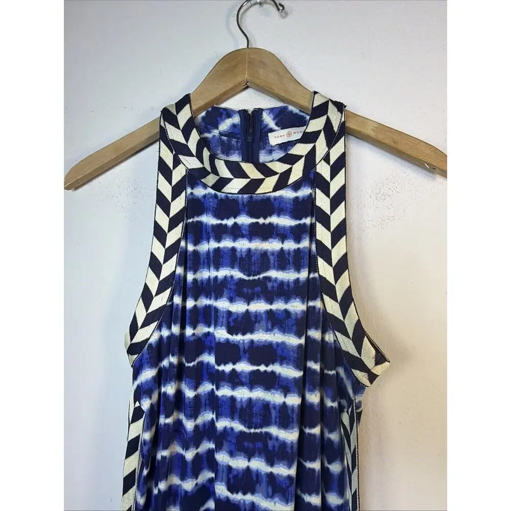 Tory burch sleeveless dress small vacation designer bohemian preppy maxi resort